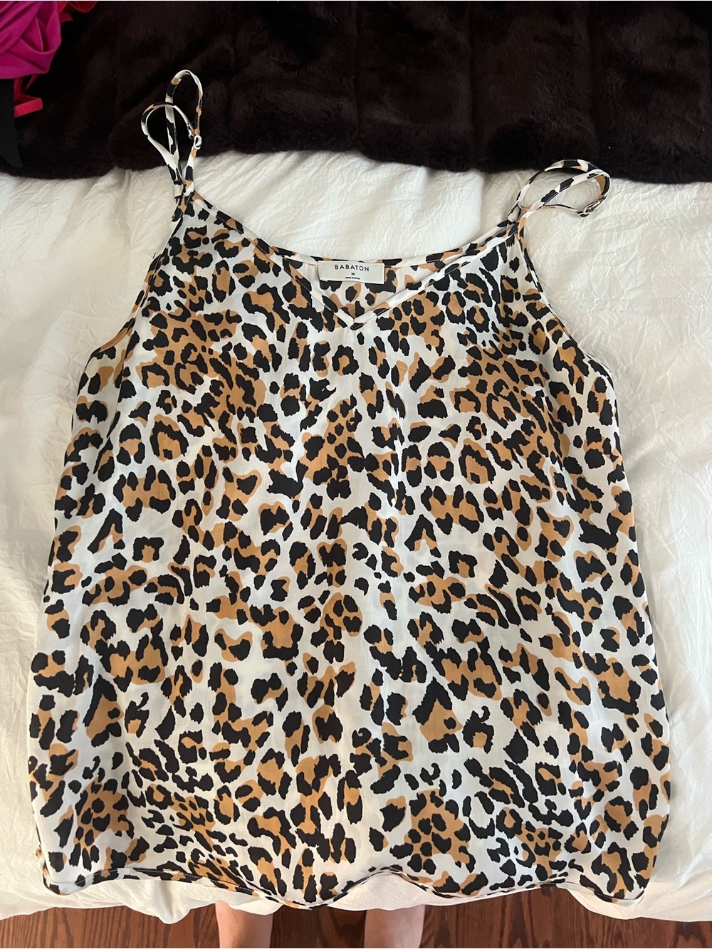 Babaton Leopard Satin Cami in Brown, Black & Cream